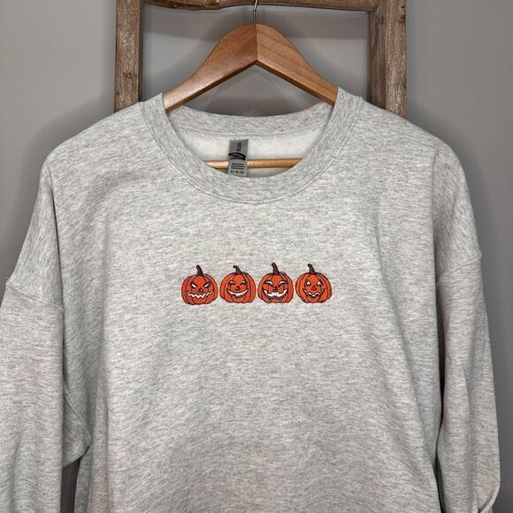 Embroidered Fall Crew Neck Sweatshirt - Picture 3 of 5